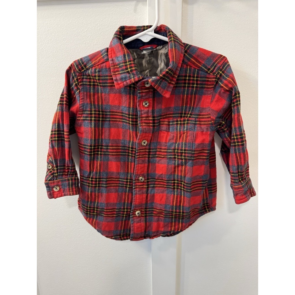 Baby GAP Red Plaid Button-Down Dress Shirt Size Toddler 2 Years